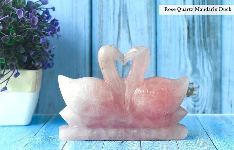 Pyramid Tatva Rose Quartz Mandarin Ducks Joint 80110 Grams Healing Balancing Love and Relationship Self Love Heart ChakraPink Love Wedding Home Decor Valentines Day Natural Crystal Stone - Image 4