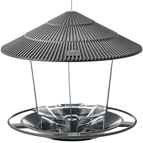 Hanizi Bird Feeder Outdoor Hanging for Wild Bird Seed, Grey - Image 2