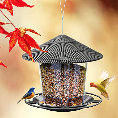 Hanizi Bird Feeder Outdoor Hanging for Wild Bird Seed, Grey - Image 4
