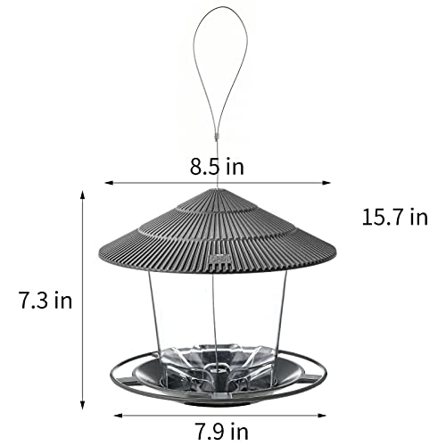 Hanizi Bird Feeder Outdoor Hanging for Wild Bird Seed, Grey - Image 5