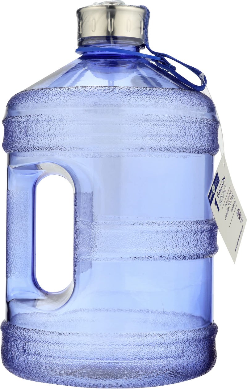 New Wave Enviro Iconic 1 Gallon BPA Free Water Bottle (Round), Built in Handle and Stainless Steel Cap, 1 Gallon Capacity Bottle, Faint Blue - Image 5