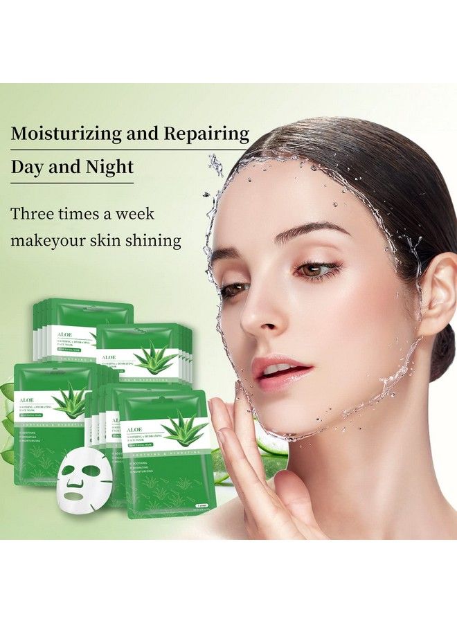 YAFUSIPE Face Masks Skincare Sheet Mask Aloe Vera Sheets Mask Hydrating Face Masks Soothing Facial Mask For All Skintypes Sun Care Calming Facial Masks For Women Skin Care Sheet Masks For Face Pack Of 10  - Image 3