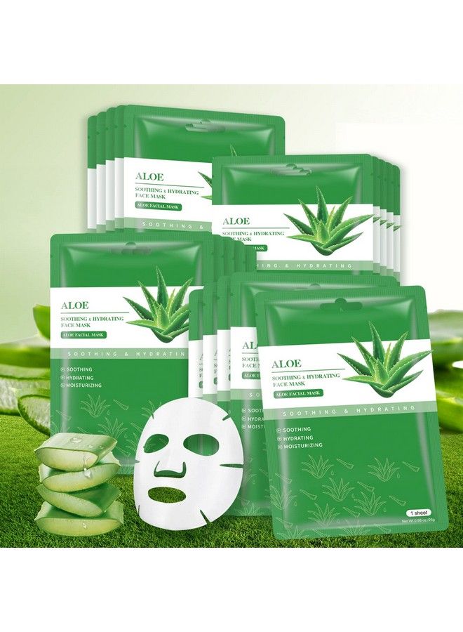 YAFUSIPE Face Masks Skincare Sheet Mask Aloe Vera Sheets Mask Hydrating Face Masks Soothing Facial Mask For All Skintypes Sun Care Calming Facial Masks For Women Skin Care Sheet Masks For Face Pack Of 10  - Image 2
