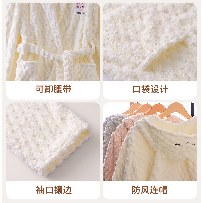 2023 New Cloud Grid Rabbit Cute Bathrobe Home Support Delivery - Image 5