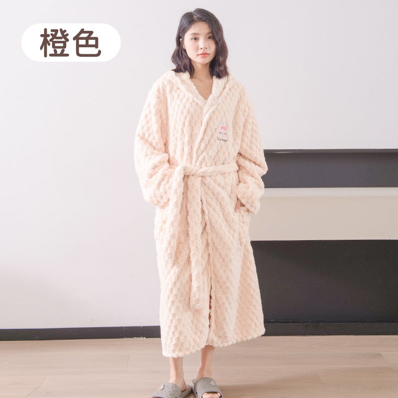 2023 New Cloud Grid Rabbit Cute Bathrobe Home Support Delivery - Image 1