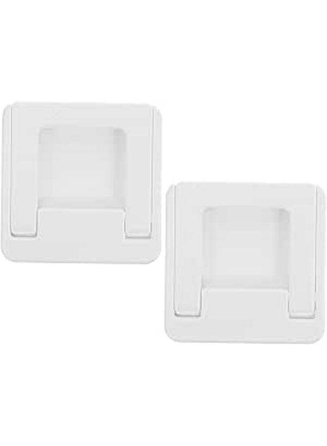 2 Pcs Square Self Adhesive Cabinet Door Pulls Stick On Handles For Wardrobe Glass Door Safety Folding Cupboard Silver - Image 1