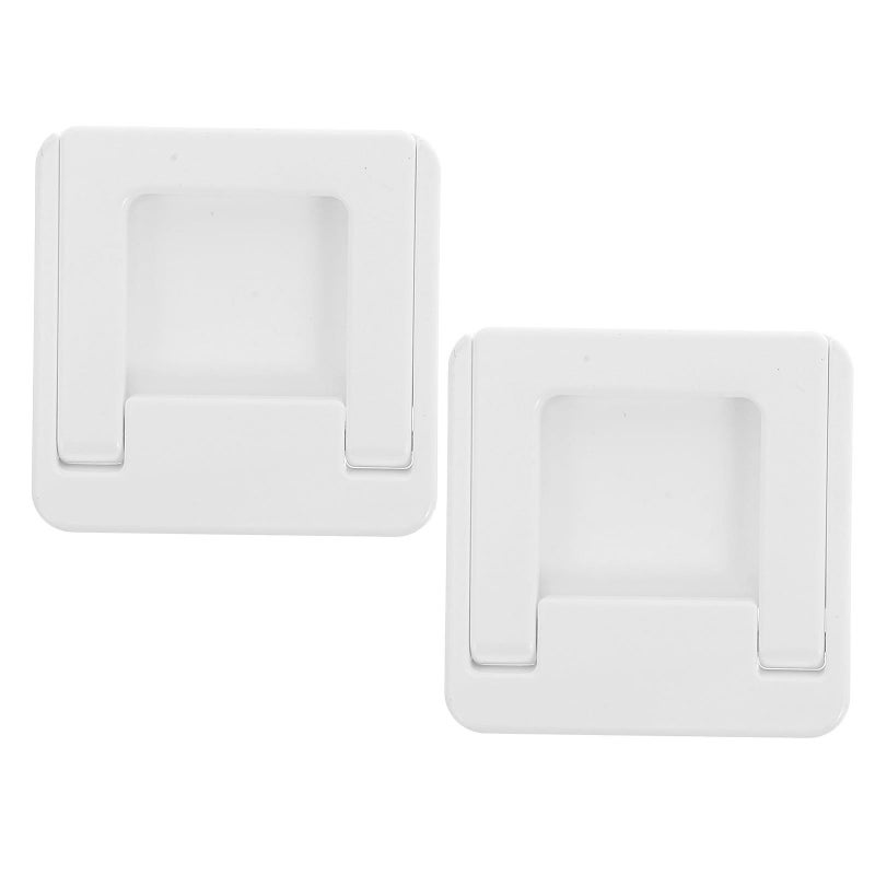 2 Pcs Square Self Adhesive Cabinet Door Pulls Stick On Handles For Wardrobe Glass Door Safety Folding Cupboard Silver - Image 2