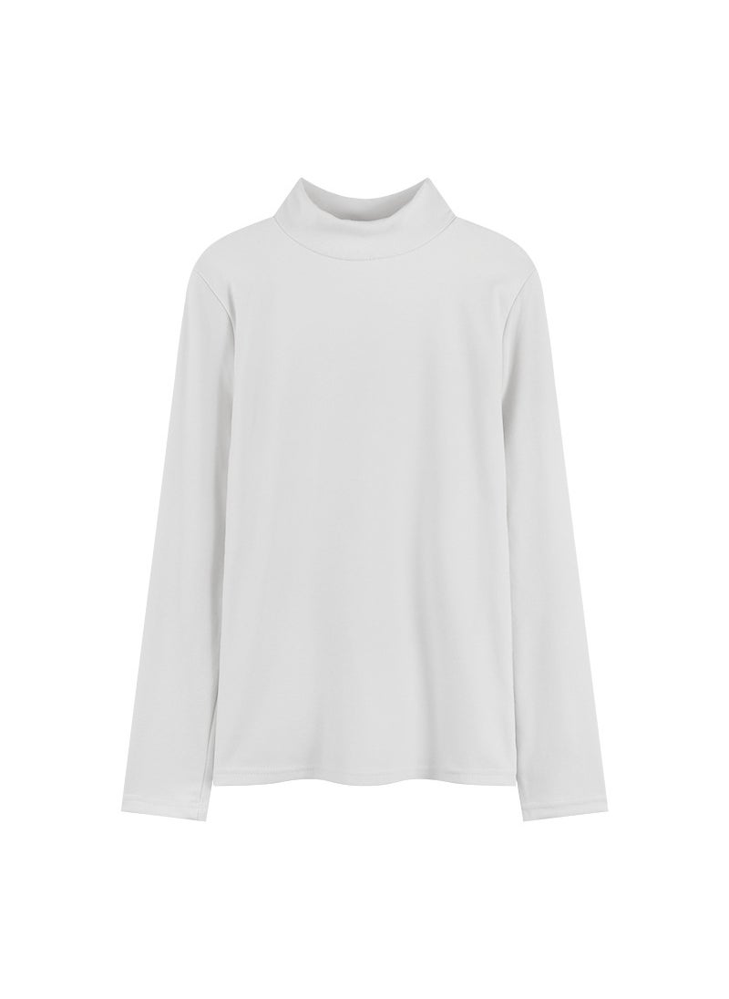 Generic - Elegant Long Sleeve Base Layer Shirt Womens High Neck T-Shirt Inner Wear Polyester Fiber Solid Color Business Commute Style Black - Image 1