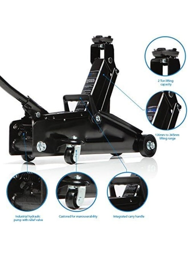 2 Ton Heavy-Duty Car Trolley Jack & Four Ratchet Axle Stands Set – Professional Floor Jack Kit – Ultimate Stability for Auto Maintenance and Repair – Essential Garage Tool - Image 1