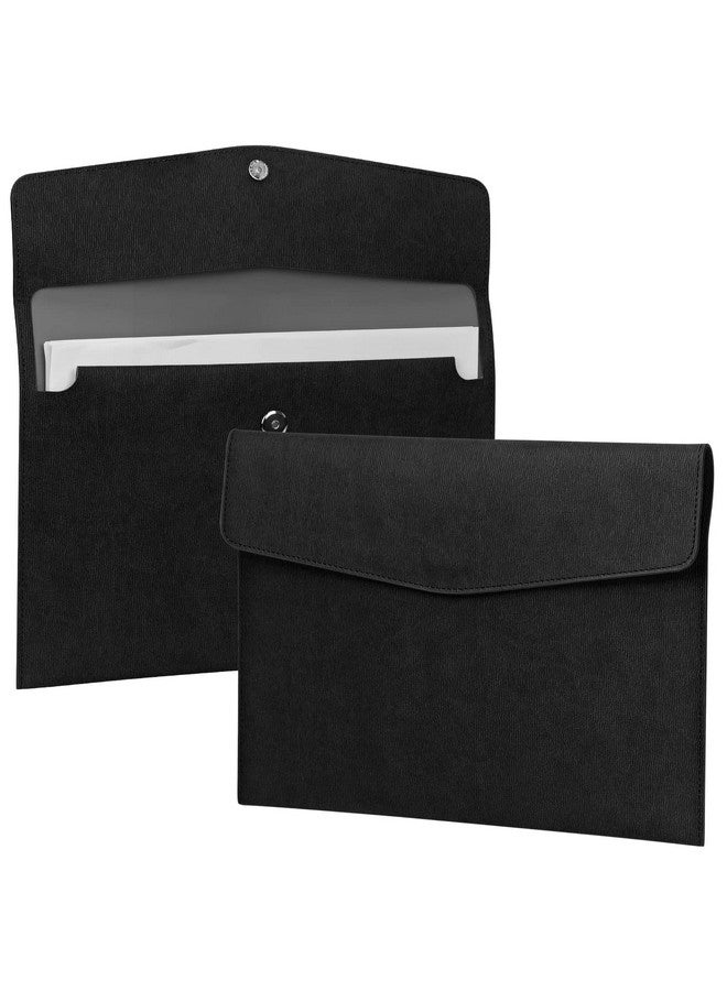 أف واي واي حافظة ملفات من جلد البولي يوريثان مقاس A4، منظم ملفات، حافظة ملفات ومحفظة حافظة للكمبيوتر اللوحي مع قفل مغناطيسي للمنزل والمدرسة والمكتب والقرطاسية باللون الأسود - Image 1