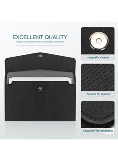 FYY File Folder Pu Leather A4 Document Holder File Organizer Filing Envelope Portfolio Case Tablet Sleeve With Magnetic Snap Closure For Home School Office Stationery Black  - Image 4