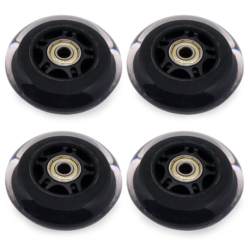 BENLIUDH Inline Skate Wheels With Bearings 3 Inch Roller Blade 76mm Outdoor and Indoor Clear Wheels for Office Chairs Luggage 4 Pack Black