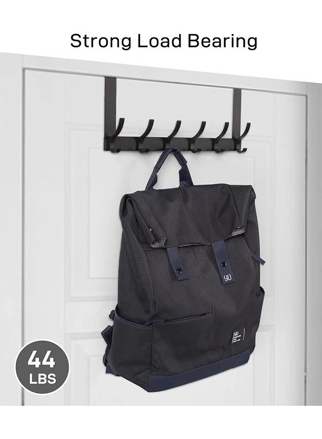 Over the Door Hooks with 12 Heavy-Duty Hooks – No Drilling Door Hanger Rack for Coats, Towels, Bags, Robes – Anti-Scratch & Quiet Design, Space-Saving Organizer (1 Pack,Black ) - Image 4