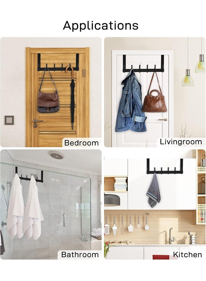 Over the Door Hooks with 12 Heavy-Duty Hooks – No Drilling Door Hanger Rack for Coats, Towels, Bags, Robes – Anti-Scratch & Quiet Design, Space-Saving Organizer (1 Pack,Black ) - Image 5