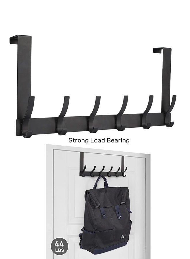 Over the Door Hooks with 12 Heavy-Duty Hooks – No Drilling Door Hanger Rack for Coats, Towels, Bags, Robes – Anti-Scratch & Quiet Design, Space-Saving Organizer (1 Pack,Black ) - Image 1