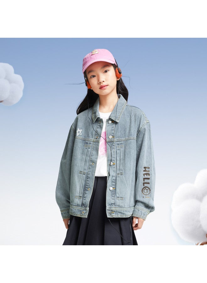 Annil Kids' Denim Jacket 2025 Spring New Cotton Casual Breathable Loose Stretch Retro Coat For Boys And Girls - Image 2