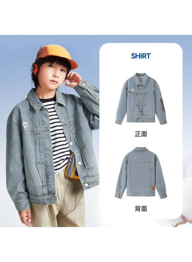 Annil Kids' Denim Jacket 2025 Spring New Cotton Casual Breathable Loose Stretch Retro Coat For Boys And Girls - Image 3