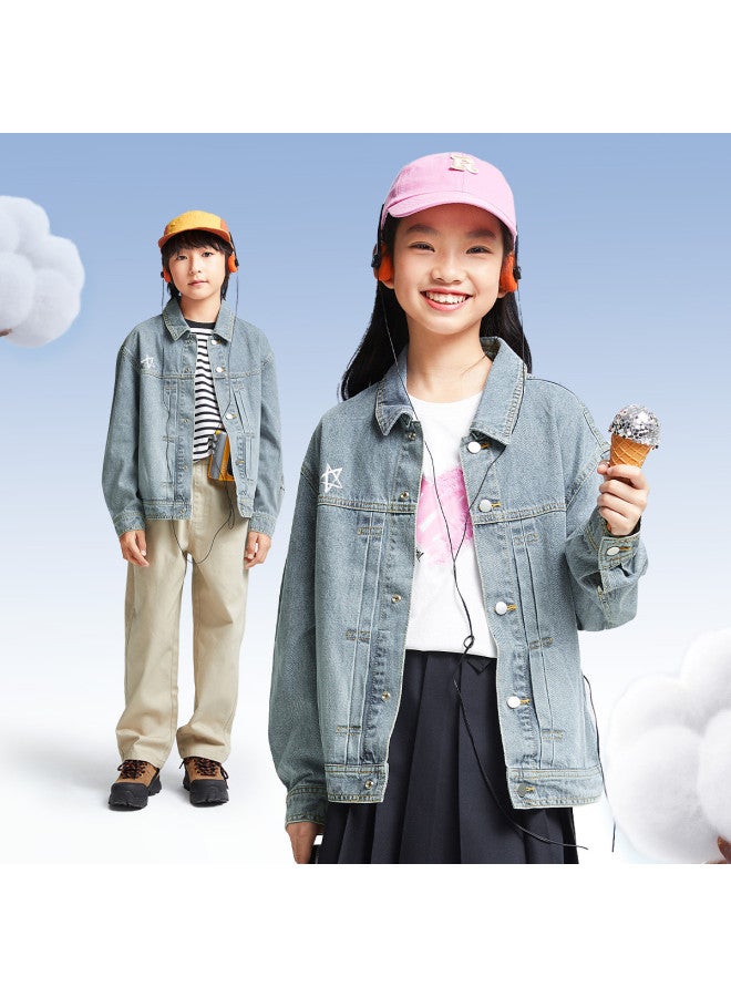 Annil Kids' Denim Jacket 2025 Spring New Cotton Casual Breathable Loose Stretch Retro Coat For Boys And Girls - Image 4