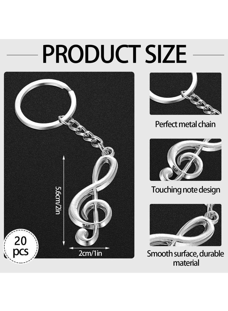 SYOSI سلسلة مفاتيح معدنية على شكل نوتة موسيقية من SYOSI، قلادة موسيقية صغيرة، سلاسل مفاتيح بموضوع موسيقي للزينة والهدايا والإكسسوارات ولوازم الحفلات (20 قطعة) - Image 2