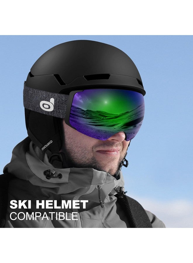 Odoland Magnetic Interchangeable Ski Goggles With 2 Lens Large Spherical Frameless Snow Snowboard Goggles For Men Women Black Frame Green Lens Vlt 13% - Image 5