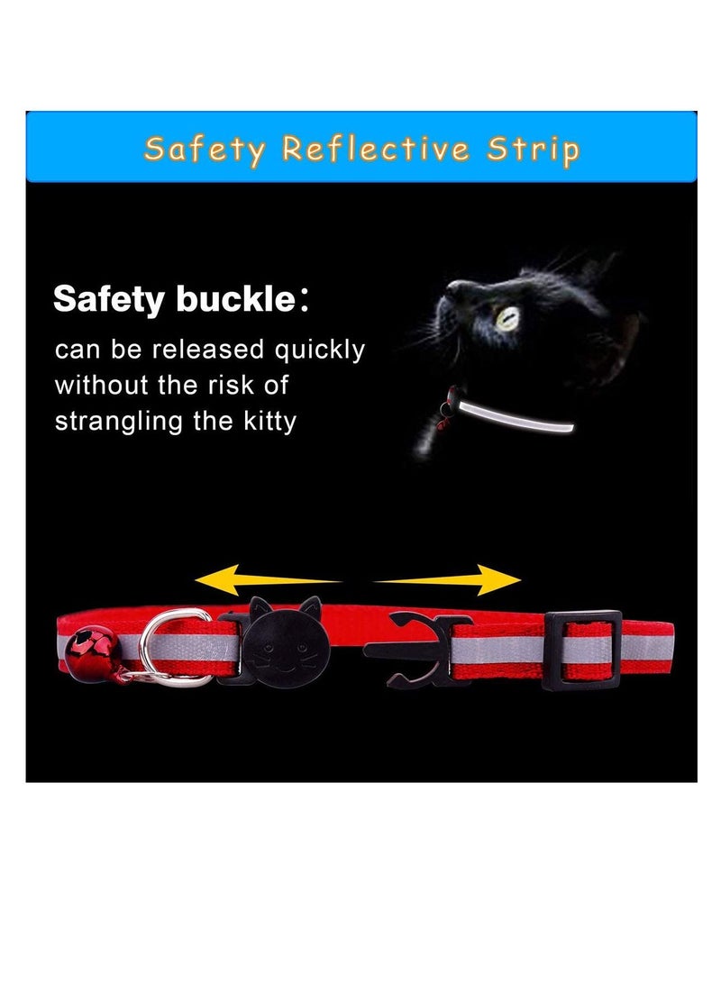 Excefore Cat Collar,Reflective Cat Collars with Bells and Safety Quick Release Buckle, Adjustable 19-32cm, Easy to Put On and Take Off Suitable for Most Domestic Cats (6PCS+ID tags) - Image 5