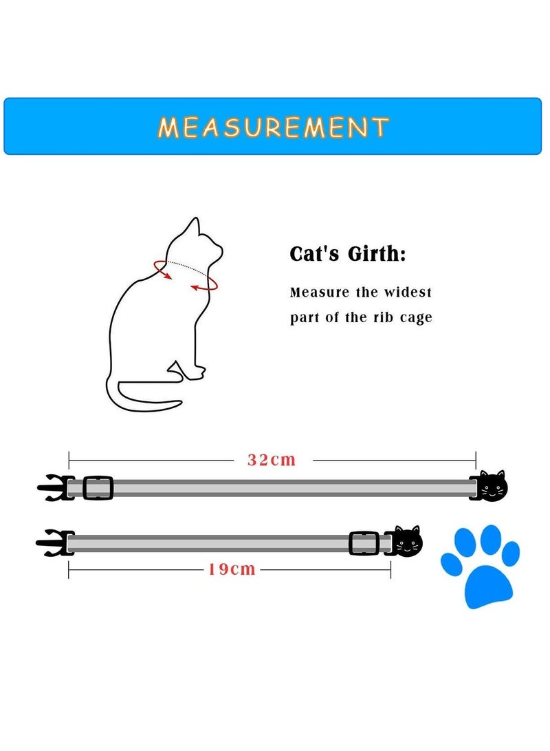 Excefore Cat Collar,Reflective Cat Collars with Bells and Safety Quick Release Buckle, Adjustable 19-32cm, Easy to Put On and Take Off Suitable for Most Domestic Cats (6PCS+ID tags) - Image 4