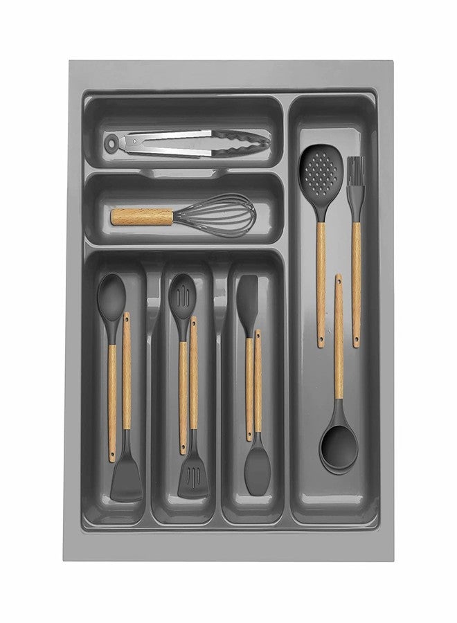 LEVON Cutlery Tray For Kitchen Drawer,cutlery Stationery Organizer, Moduler Kitchen Basket, Grey, (15 X 19 Inch) - Image 3