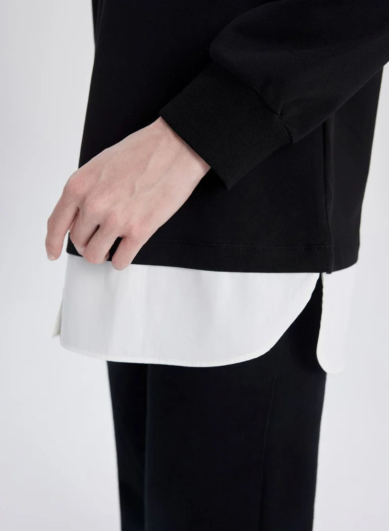 ديفاكتو Regular Fit Sweatshirt Fabric Long Sleeve Tunic