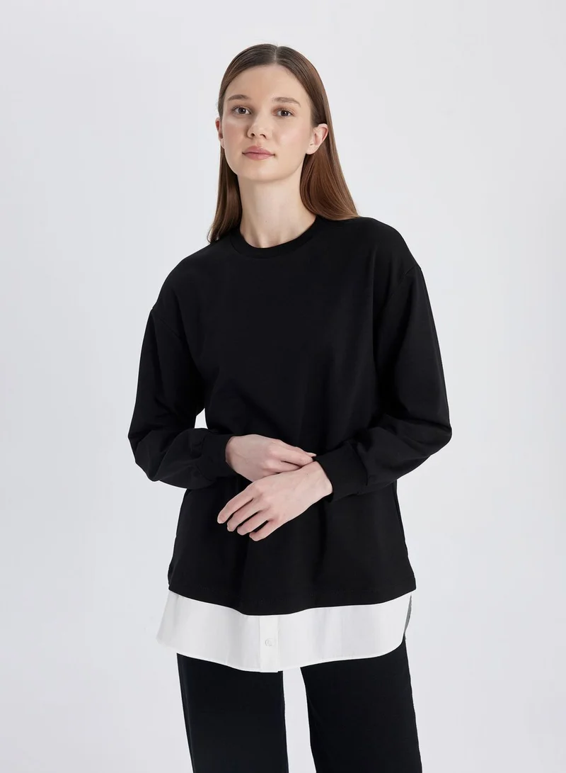 ديفاكتو Regular Fit Sweatshirt Fabric Long Sleeve Tunic