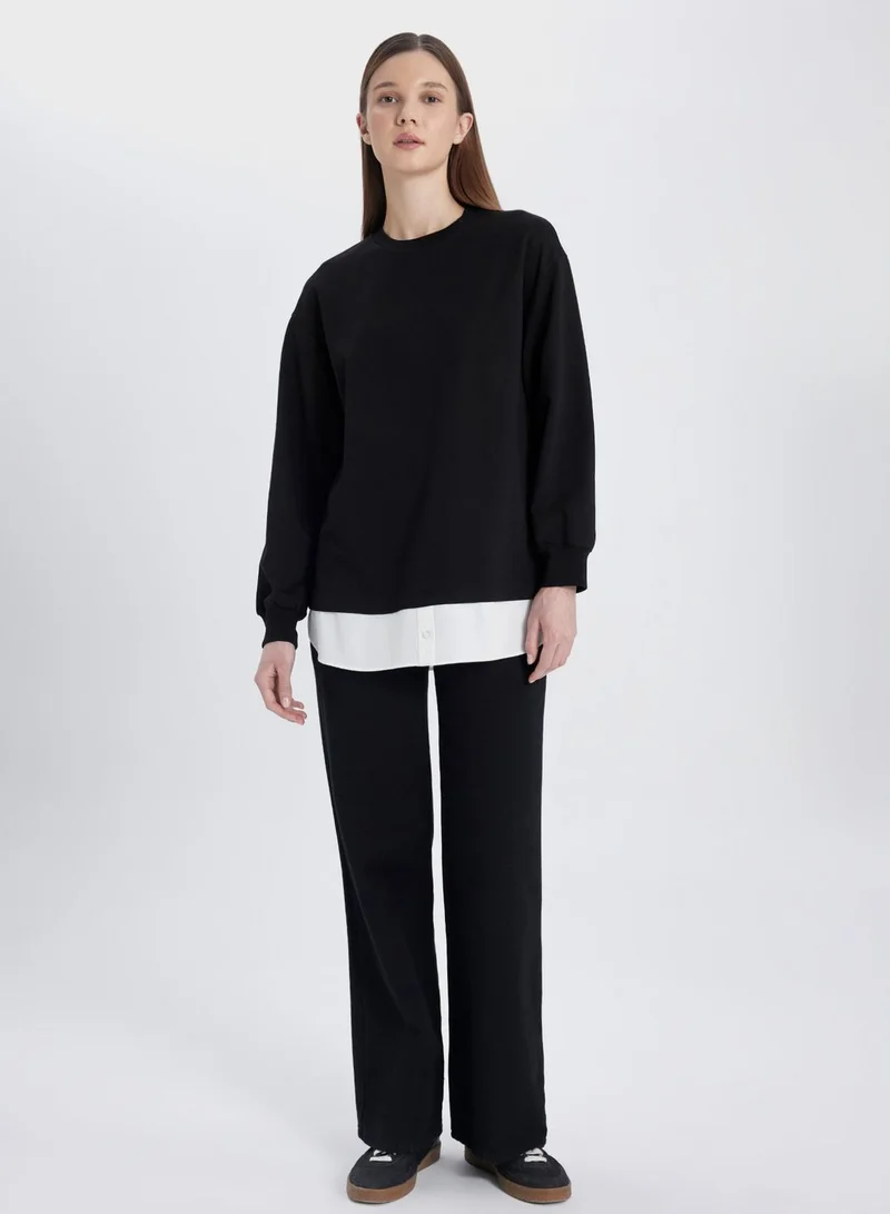 ديفاكتو Regular Fit Sweatshirt Fabric Long Sleeve Tunic