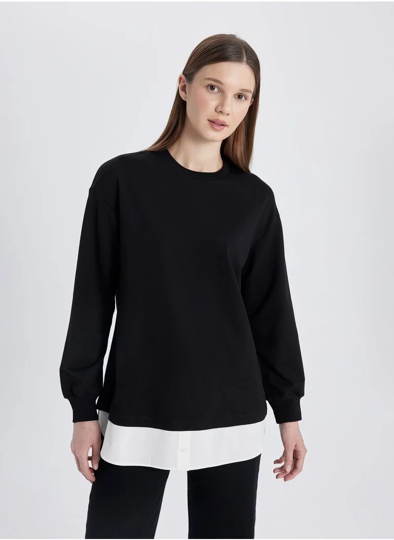 ديفاكتو Regular Fit Sweatshirt Fabric Long Sleeve Tunic