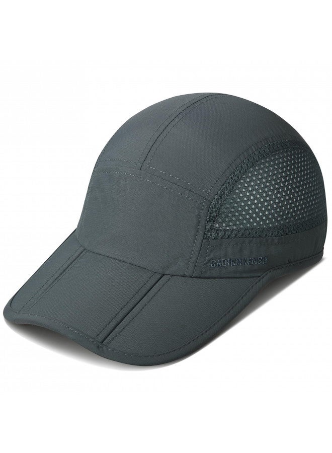 GADIEMKENSD GADIEMKENSD Men Outdoor Hat Reflective Folding Running Sport Hats Summer Cool UPF 50 Sun Unstructured Baseball Caps for Men Women Breathable Light Quick Dry Travel Golf Hat Dark Gray  - Image 1