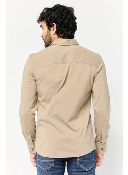 SELECTED Men Regular Fit Solid Long Sleeve Casual Shirt, Taupe  - Image 2