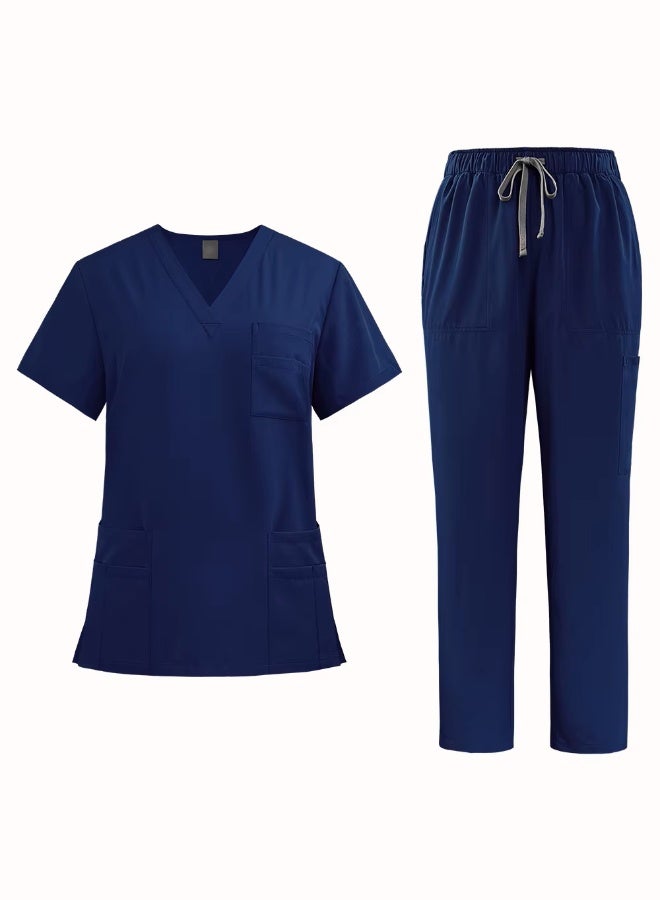 Perfectory Scrub Uniform Set Unisex V-Neck- Navy - Image 1