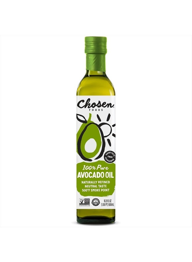 Chosen FOODS 100% Pure Avocado Oil, Keto and Paleo Diet Friendly, Kosher Oil for Baking, High-Heat Cooking, Frying, Homemade Sauces, Dressings and Marinades (16.9 fl oz)  - Image 1