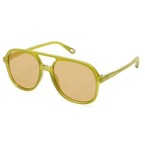 SOJOS Retro Polarized Aviator Sunglasses Womens Mens Classic 70s Vintage Trendy Square Aviators SJ2174, Olive Green/Brown - Image 1