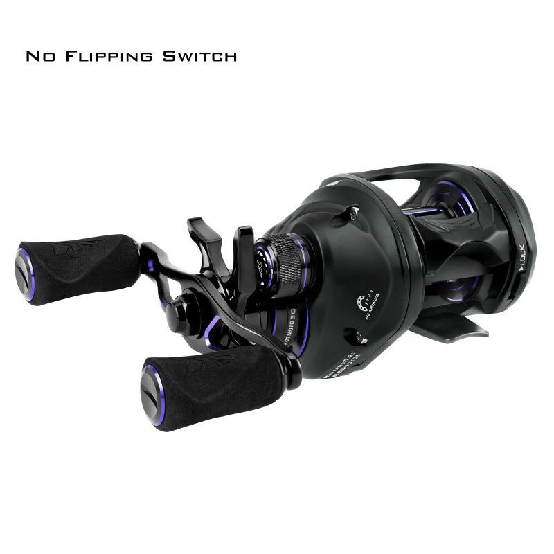 KastKing MegaJaws Elite Baitcasting Reels, 7.2:1 Gear Ratio, Right Handed, Black Violet, Shallow Spool, No Flipping Switch - Image 2