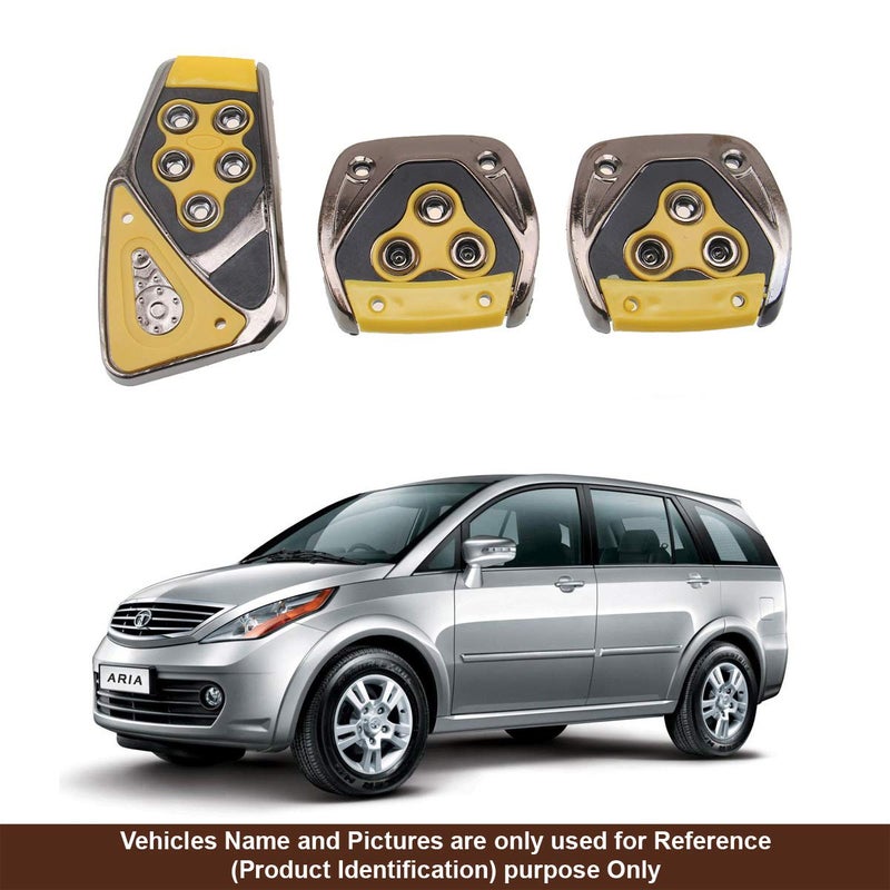 Oshotto 3 Pcs Non-Slip Manual CS-375 Car Pedals kit Pad Covers Set Compatible with Tata Aria (Yellow) - Image 1