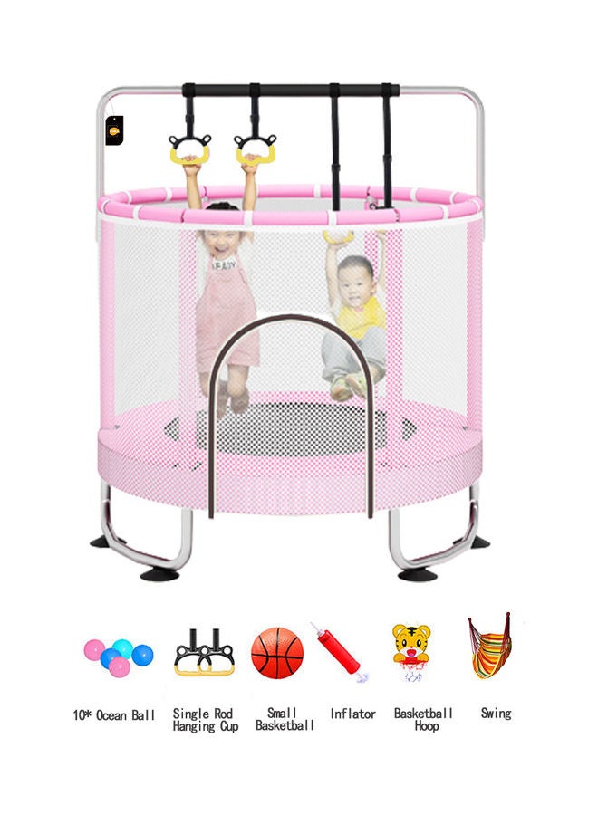 Kidle Children's Indoor Home With Guard Net With Horizontal Bar Bouncing Bed Trampoline with Safety Enclosure Net Outdoor - Image 1
