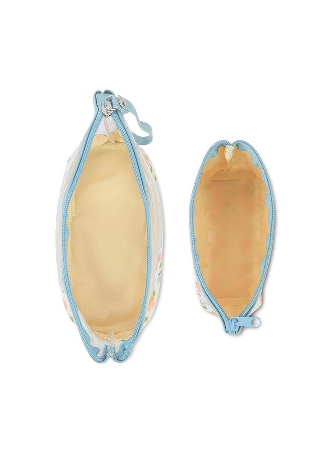 NFI essentials Set of 2 Flower Print Cosmetic Pouch Makeup Pouch Travel Organizer Toiletry Bag for Women Zippered Pouch Set with Handle, Large & Medium - Image 5