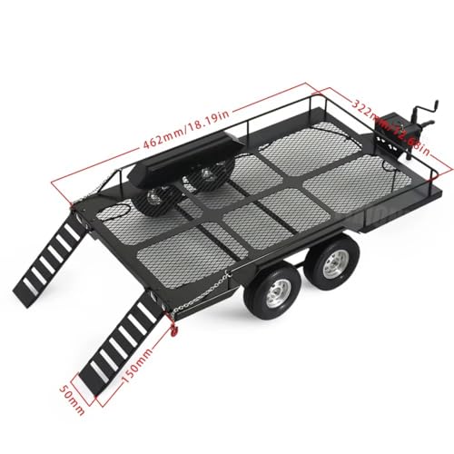 VNUHV Metal Dual Axle Scale Trailer Kit for 110 RC Crawler Truck Axial SCX10 TRX4 TRX6 Redcat GEN8 RGT 86100 SMT Tamiya CC01 - Image 5