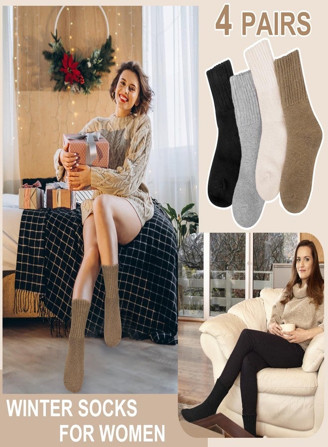 iCamter 4 Pairs Womens Wool Socks - Soft, Thick, Warm Thermal Boot Winter Socks for Gifts - Image 5