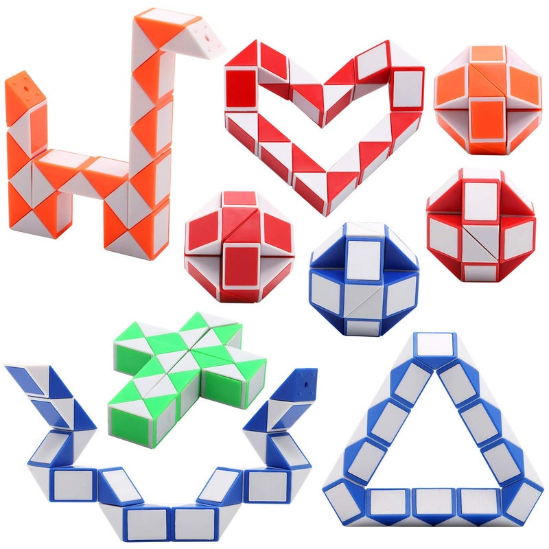 Yeetec 9 Pack 24 Blocks Magic Speed Cubes Mini Snake Cube Mini Plastic Puzzle Cube Toy for Kids Party Bag Fillers Party Supplies Random Color - Image 3