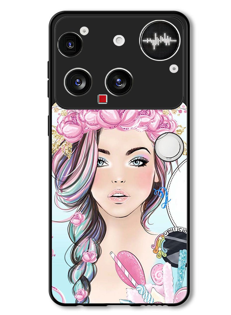 Theodor Case Compatible with Nothing Phone (3) 6.67 Inch Protection Shockproof Bumper Cover Unicorn Girl - Image 1