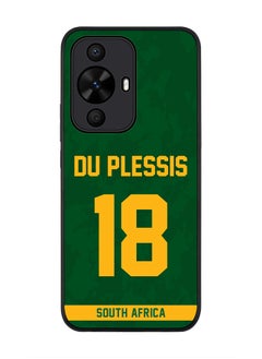 Stylizedd Rugged Black Case for Huawei nova 12s / Huawei nova 11/ Huawei nova 12 Lite 4G, Slim fit Soft Cover - Team South Africa Faf du Plessis, Jersey No 18  - Image 1