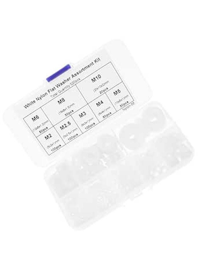 White Nylon Flat Washer Assortment Kit 520Pcs High Temperature Insulated For Bolts Electrical - Image 1