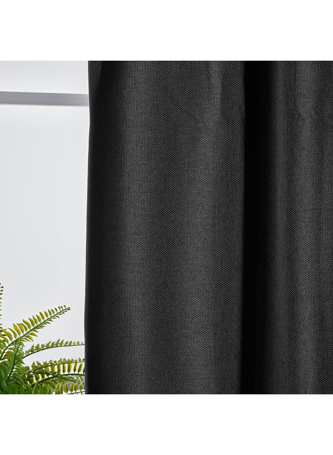 Zaboon Room darkening curtains, 1 pair, with heading tape/anthracite, 145x300 cm - Image 3