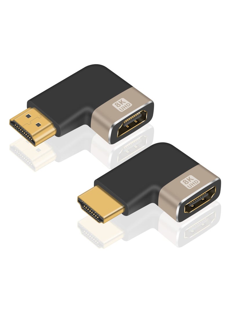 Excefore 2 Pack HDMI Adapter, HDMI Male to Female Adapter, 90 Degree Left and Right Angle HDMI Adapter Extender Connector,Support 8K@60Hz, 4K@120Hz, Suitable for HDTV Switch Laptop - Image 1