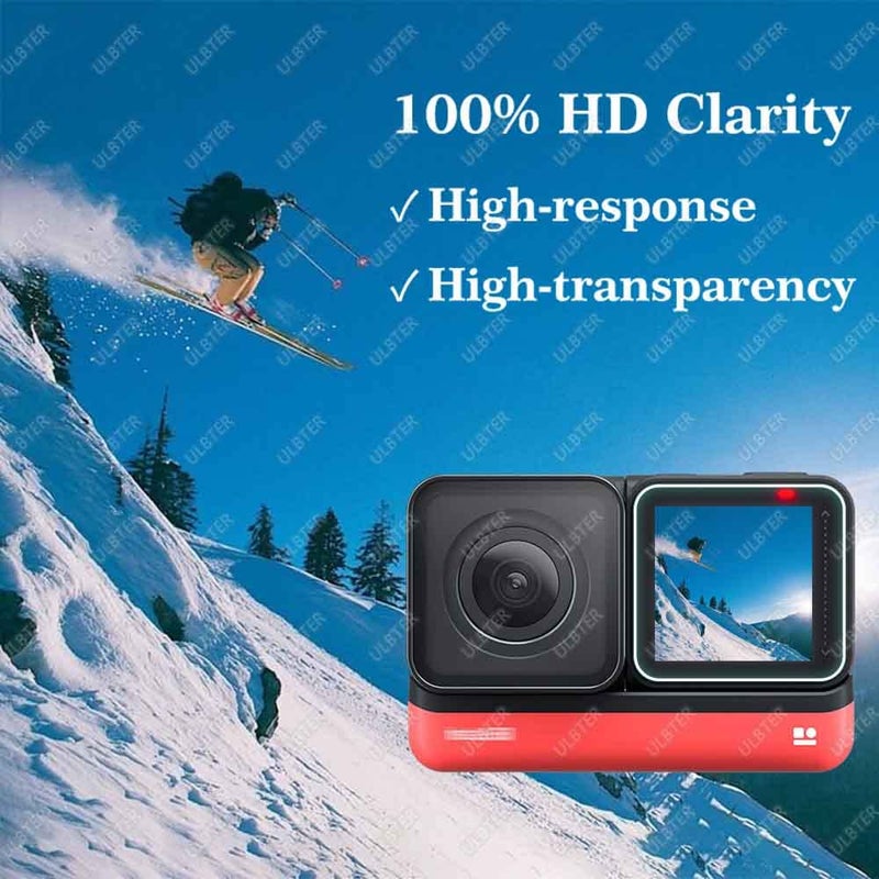 ULBTER Screen Protector for Insta360 ONE RS/ONE R, 2 Set Screen protector for LCD + 4K Wide Angle Lens, Tempered Glass Cover 0.3mm 9H Hardness Ultra-Clear - Image 5