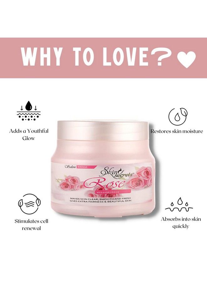 Skin Secrets Rose Massage Cream With Rose Essential Oil; Paraben Free Cruelty Free & Vegan (500Gm) - Image 4